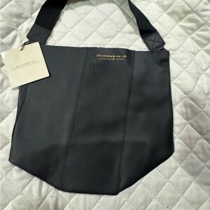 Donna Karan Cashmere Mist Tote Bag Black Faux Leather Suede New Purse with Tag